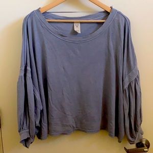 Free People Blue/gray small Top, bell sleeves